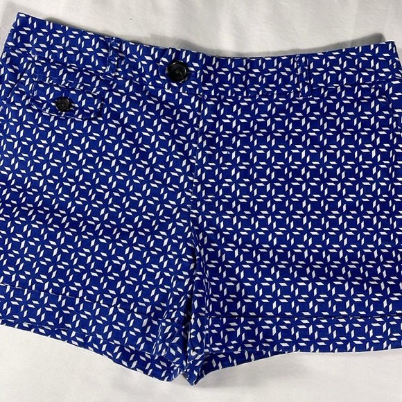 Banana Republic womens cobalt blue geometric cotton 3" inseam shorts - size 4 - Picture 1 of 10